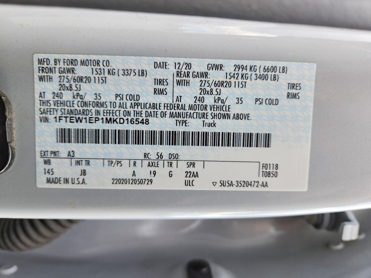 2021 Ford F150 Supercrew