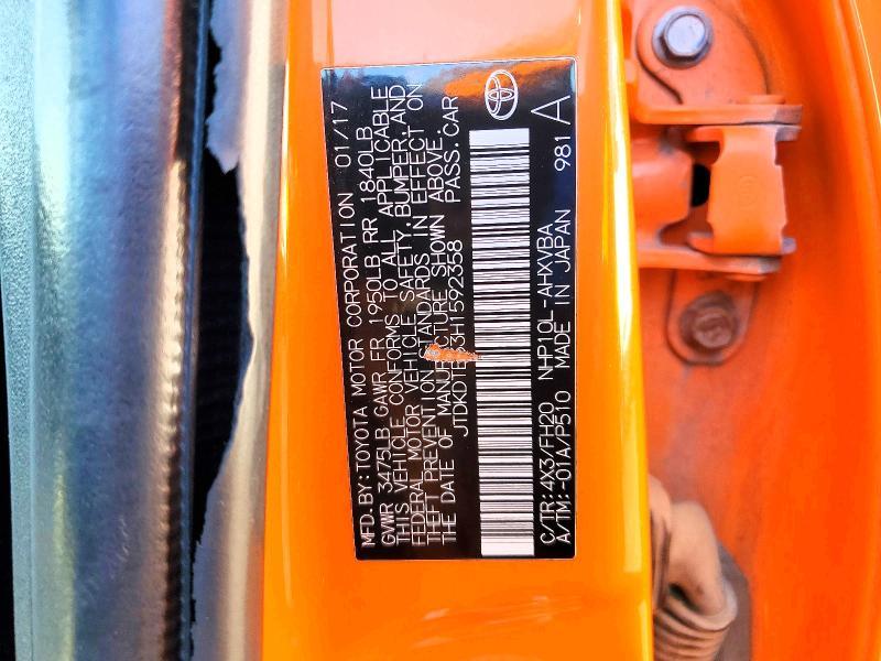 2017 Toyota Prius c one