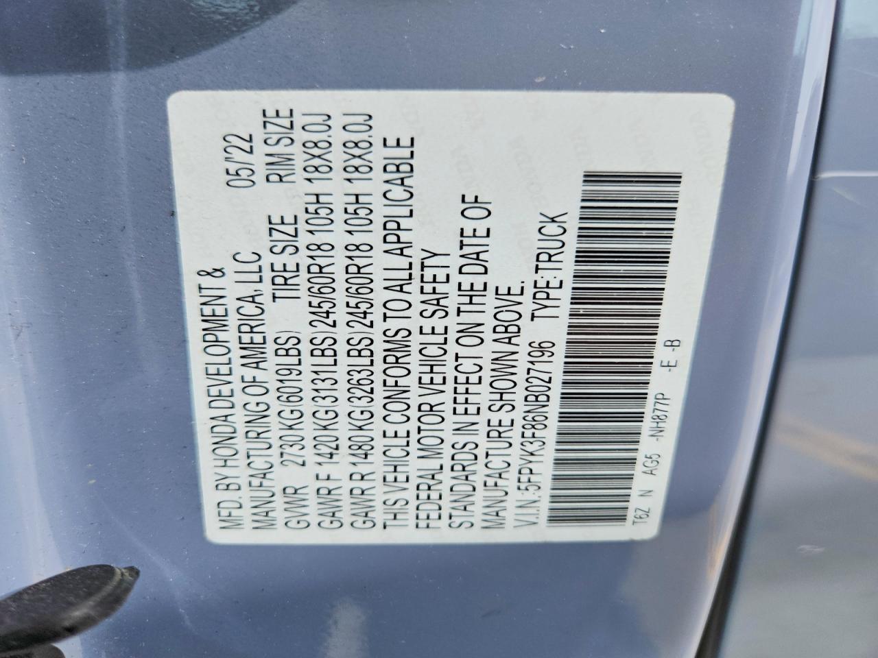 2022 Honda Ridgeline Black Edition