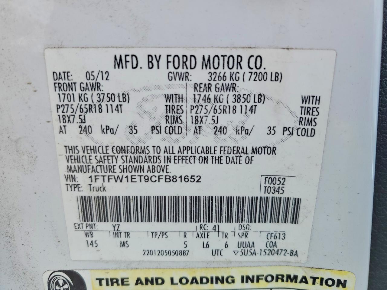 2012 Ford F150 Supercrew