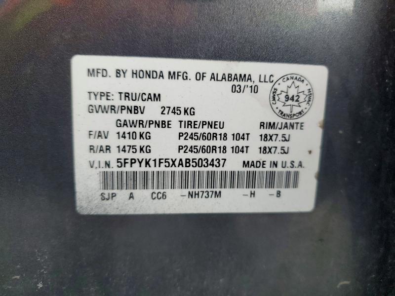 2010 Honda Ridgeline RTL