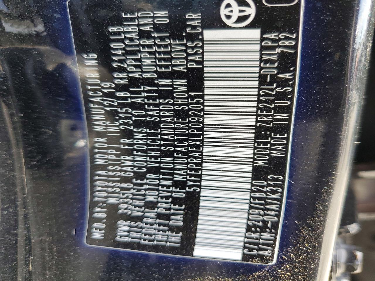 2020 Toyota Corolla le