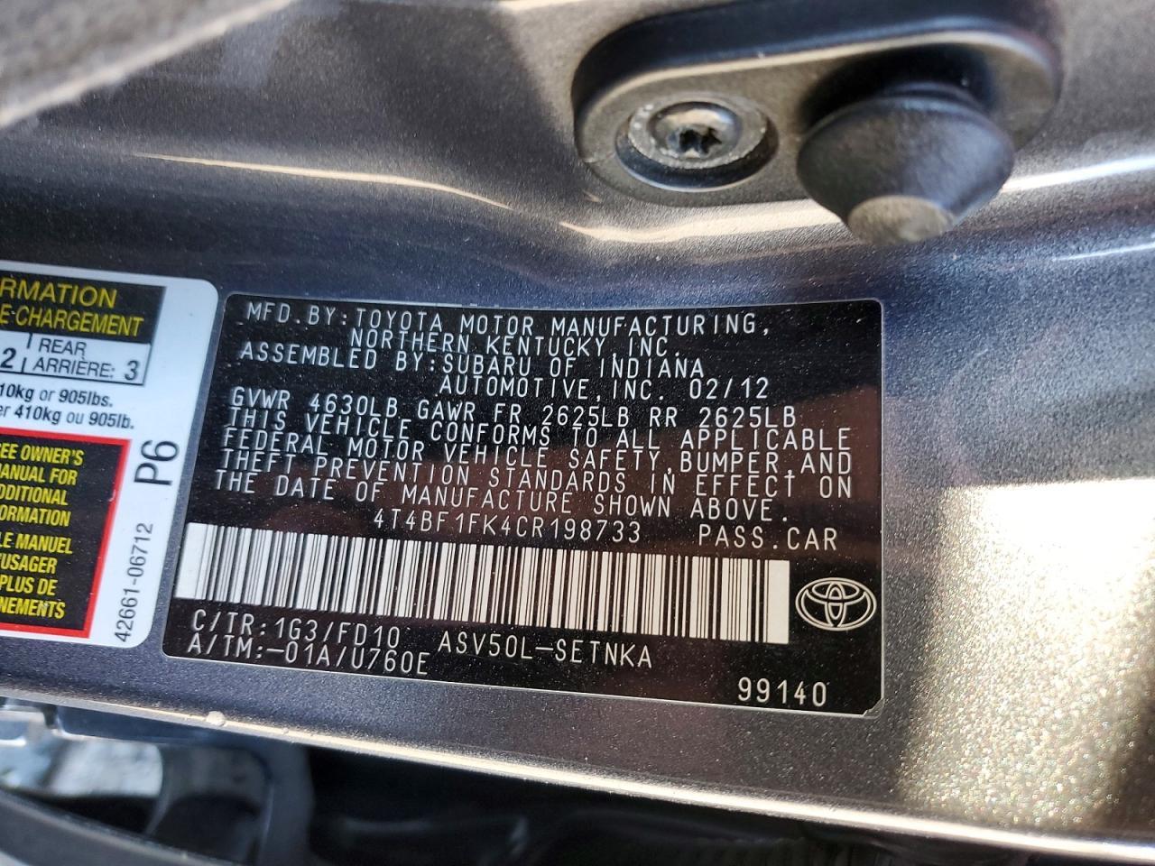 2012 Toyota Camry le