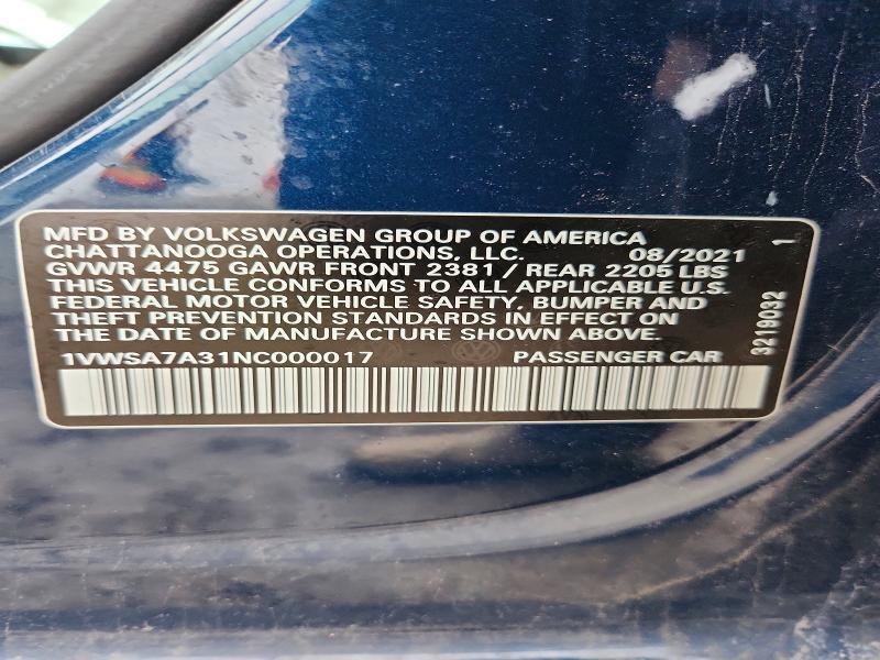 2022 Volkswagen Passat se