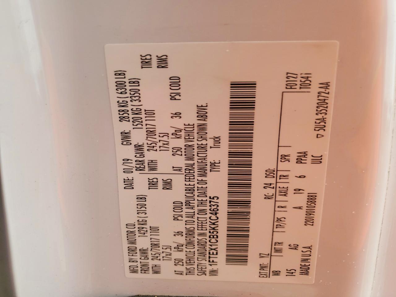 2019 Ford F150 Super Cab