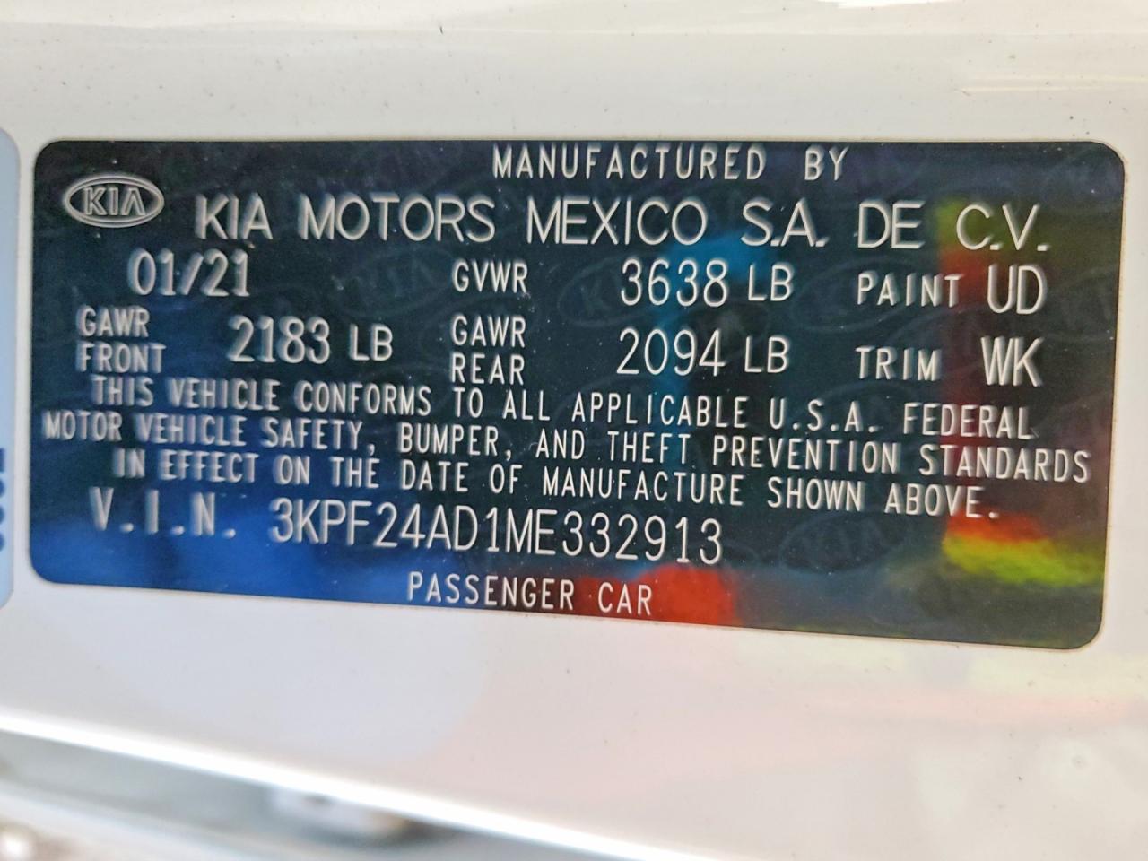 2021 KIA Forte fe