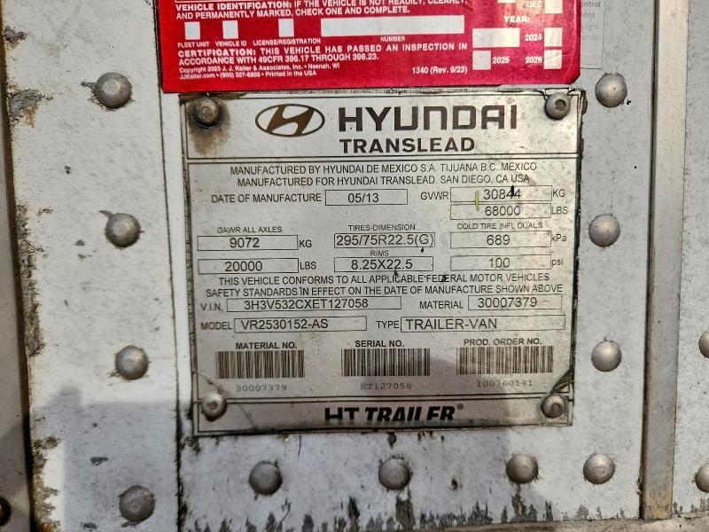 2014 Hyundai Translead VR2530152-AS Refrigerated Van Trailer