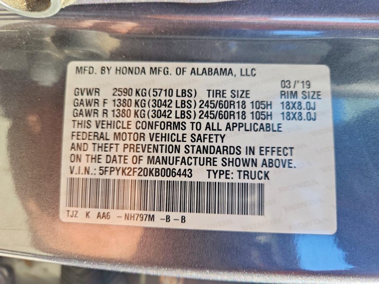 2019 Honda Ridgeline RT