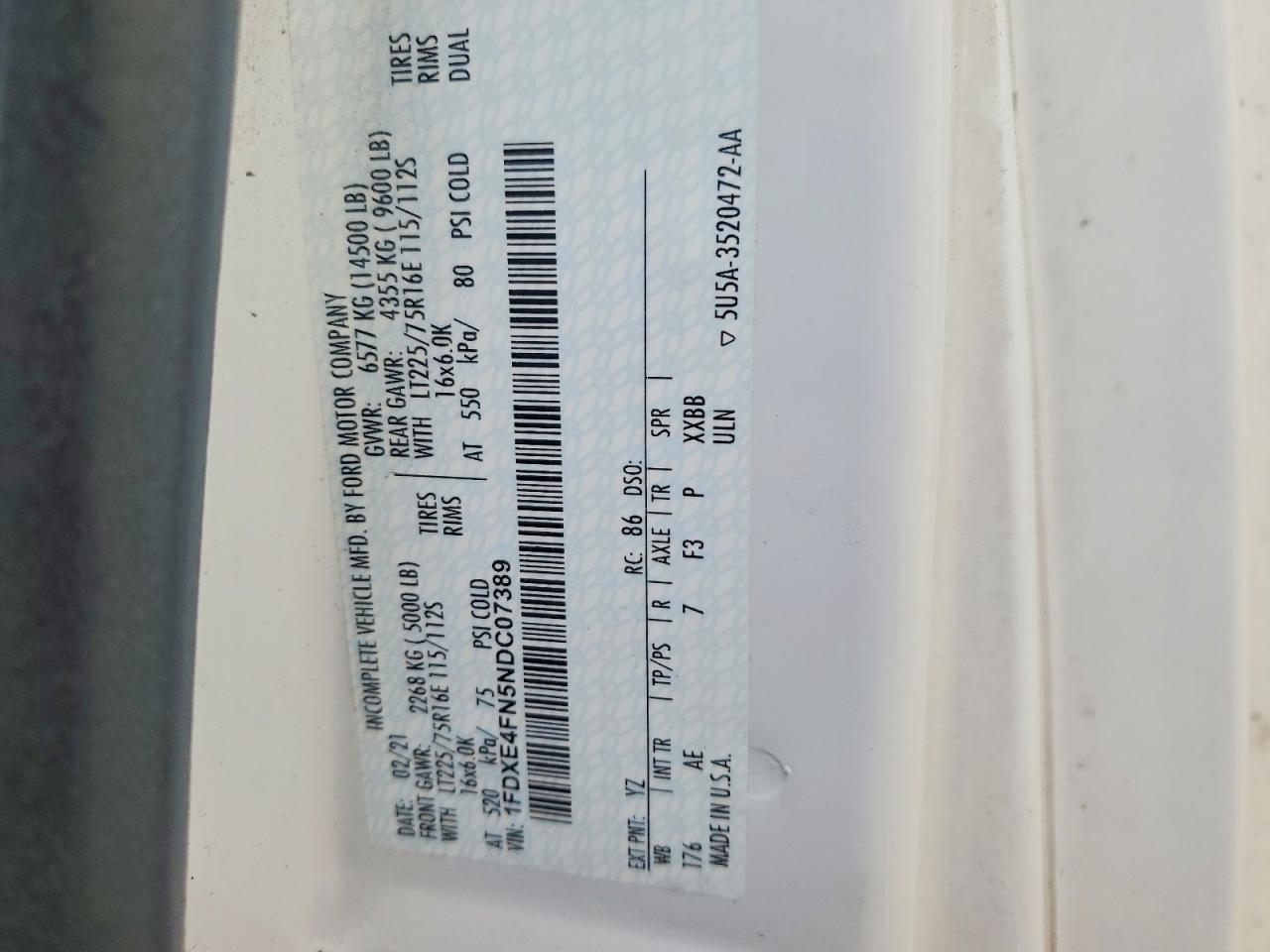 2022 Ford Econoline E450 Super Duty Cutaway Van