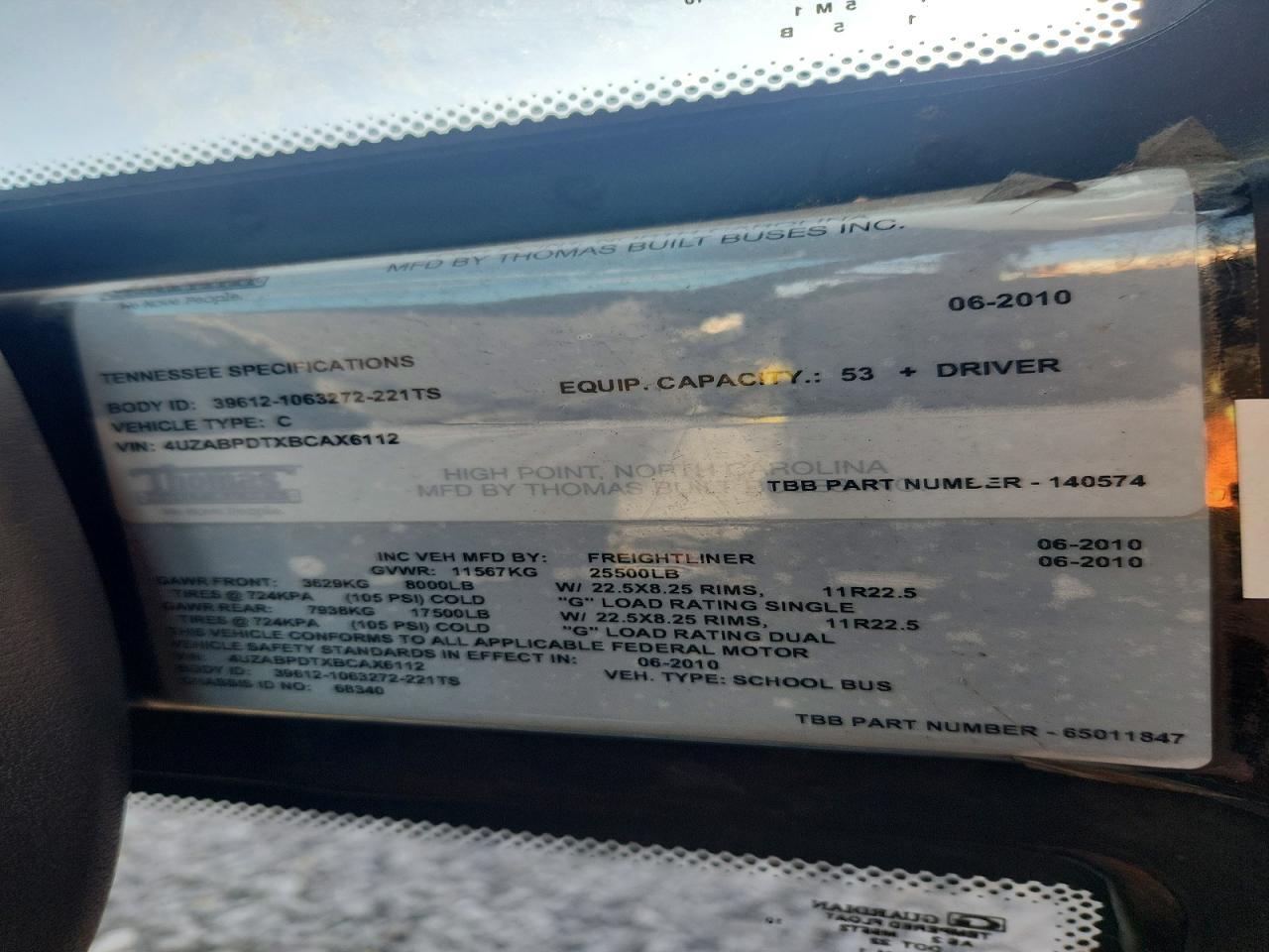 2011 Freigliner 2011 Thomas Built School Bus