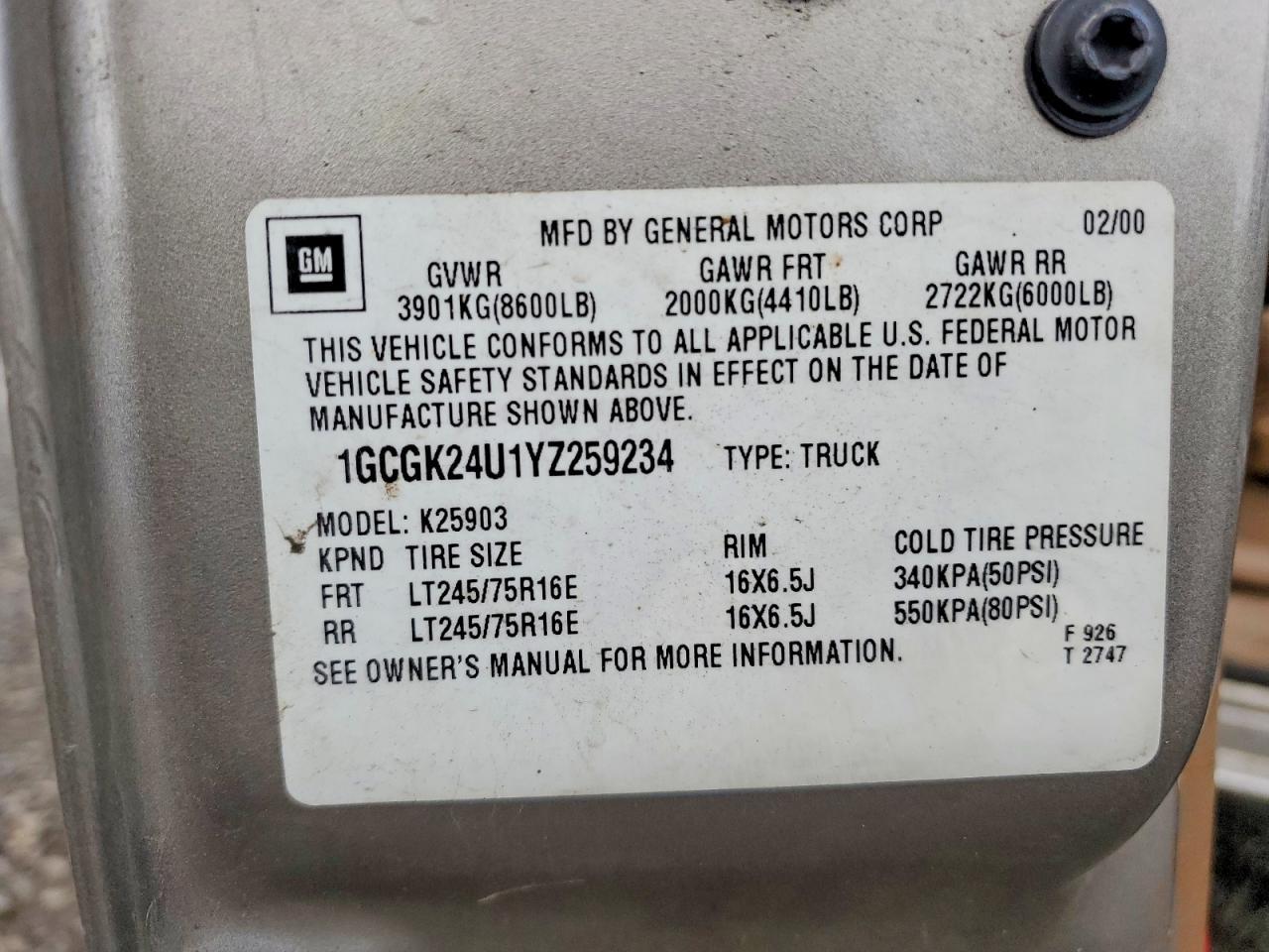 2000 Chev Silverado K2500