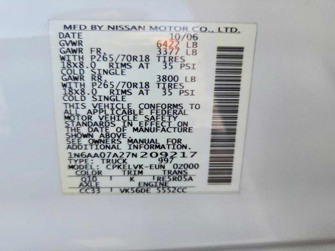 2007 Nissan Titan XE