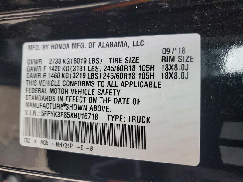 2019 Honda Ridgeline Black Edition