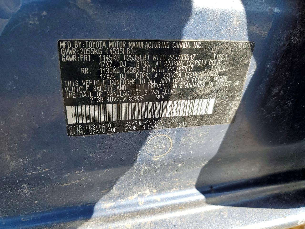 2012 Toyota Rav4 Base