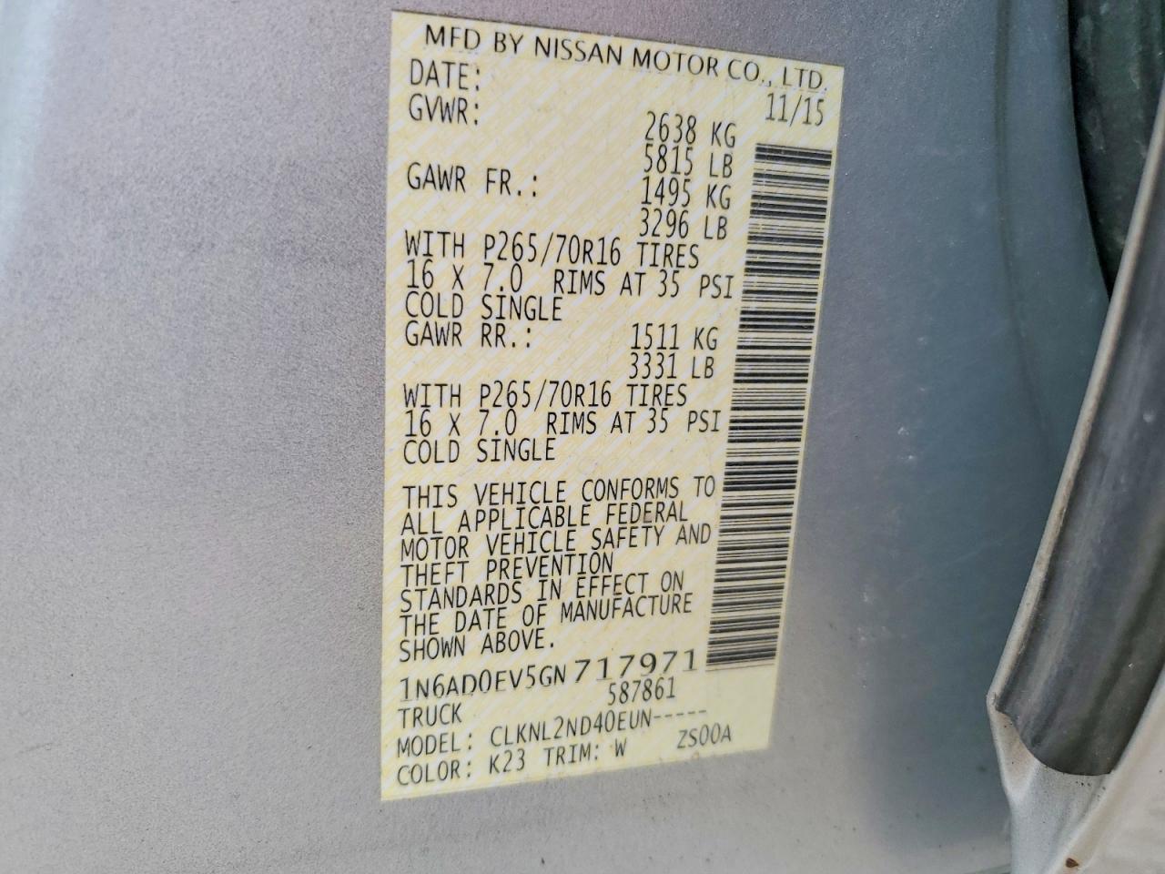 2016 Nissan Frontier SV