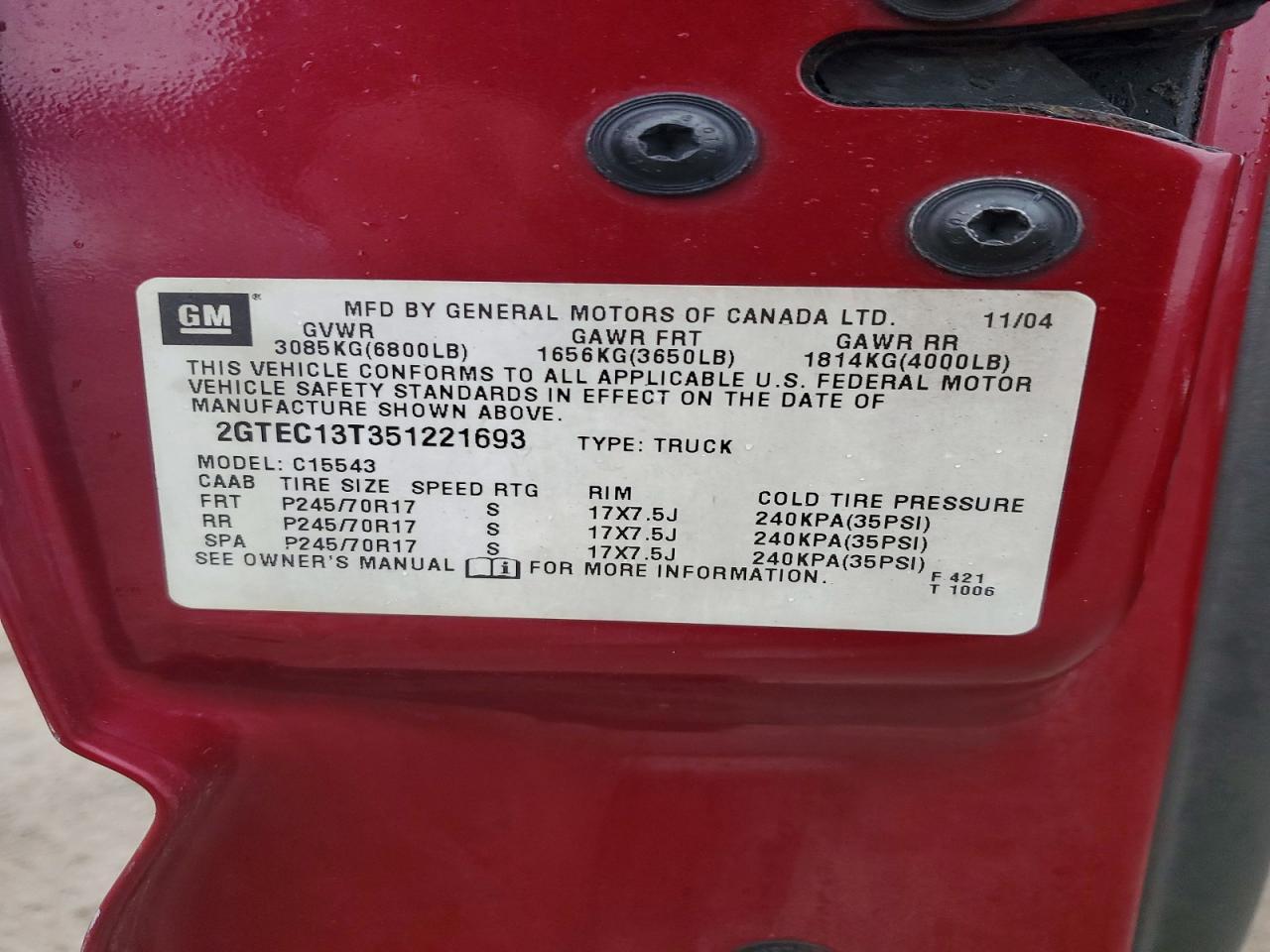 2005 GMC New Sierra C1500