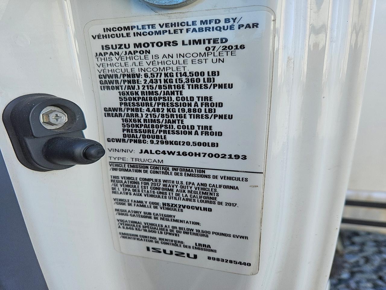 2017 Isuzu NPR HD BOX Truck