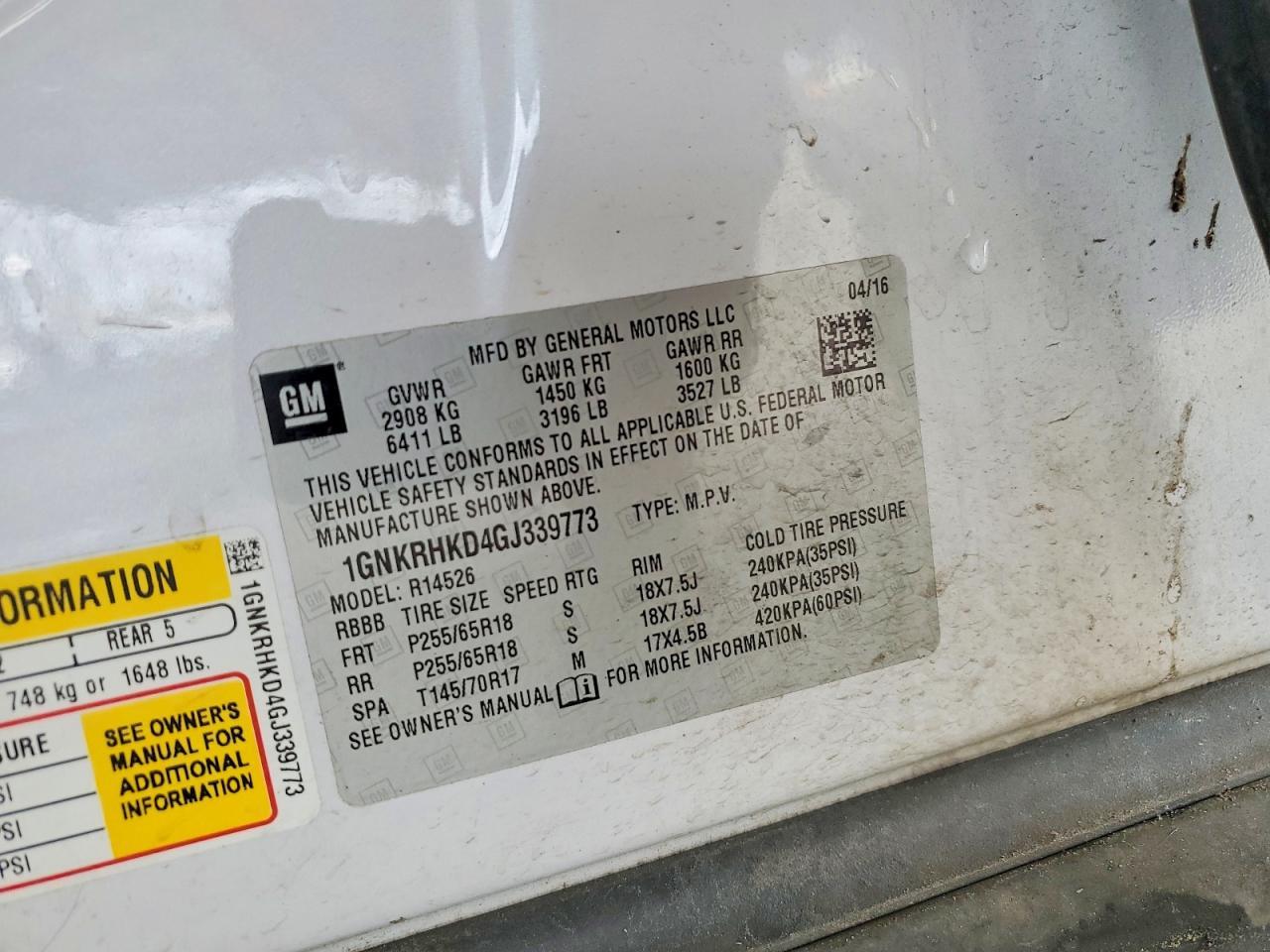 2016 Chevrolet Traverse lt