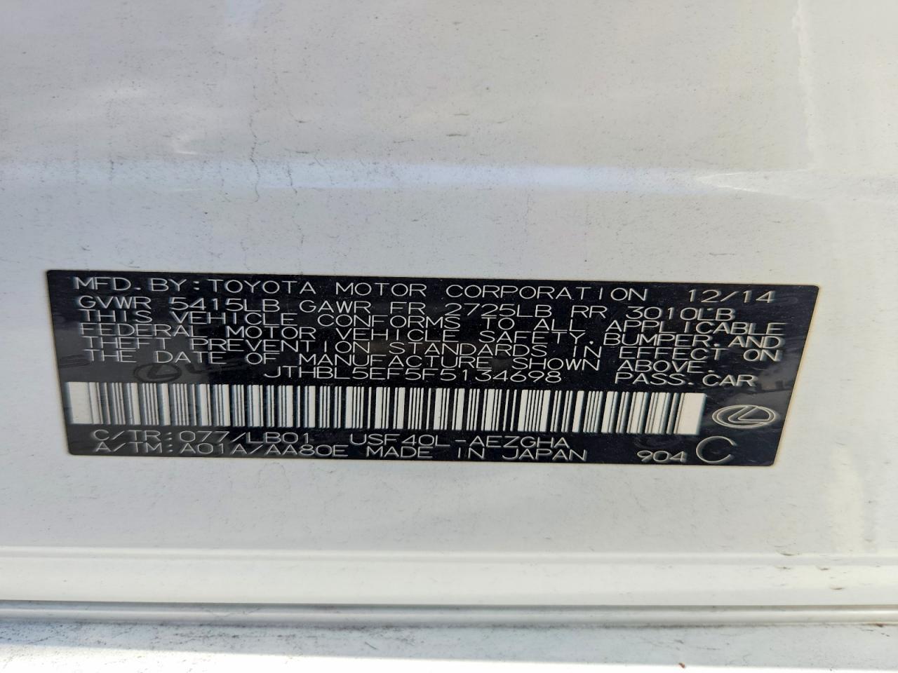 2015 Lexus Ls 460 Base