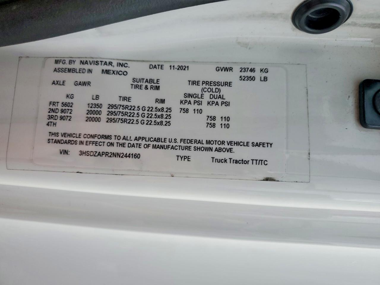 2022 International LT625 Truck Cab AND Chassis