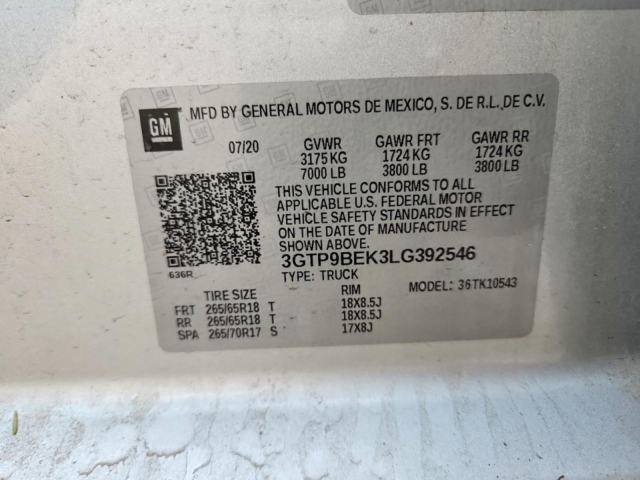 2020 GMC Sierra K1500 SLE