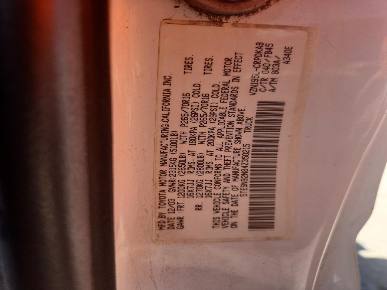 2004 Toyota Tacoma Prerunner V6