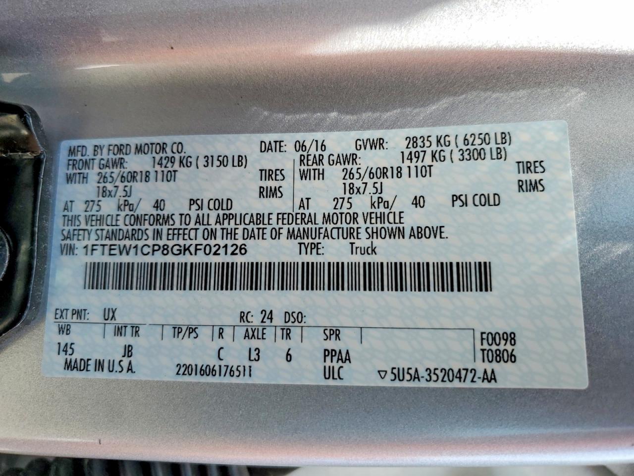 2016 Ford F150 Supercrew