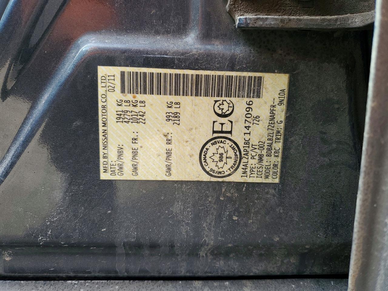 2011 Niss Altima 2.5 s 4DR