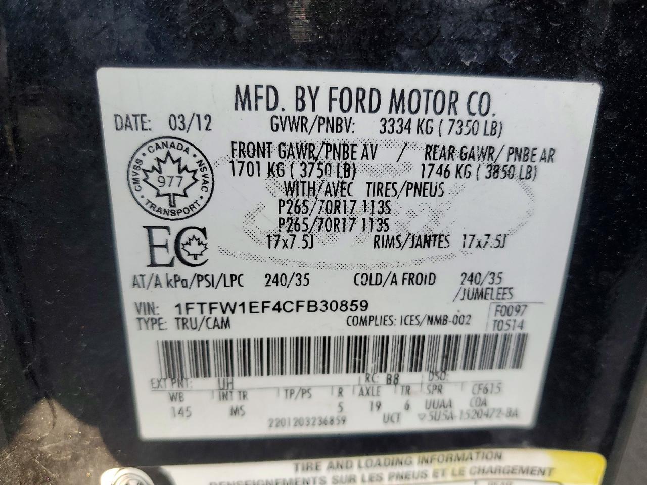 2012 Ford F150 Supercrew