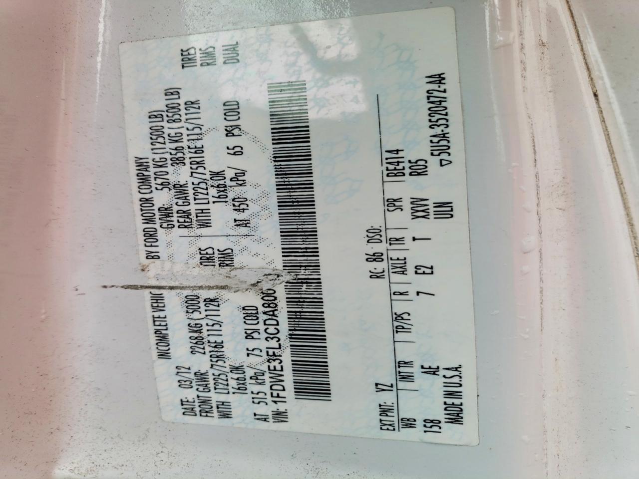 2012 Ford E350 BOX Truck