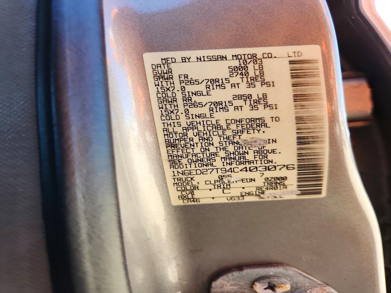 2004 Nissan Frontier XE-V6