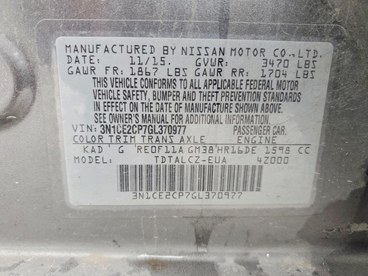 2016 Nissan Versa Note s Plus