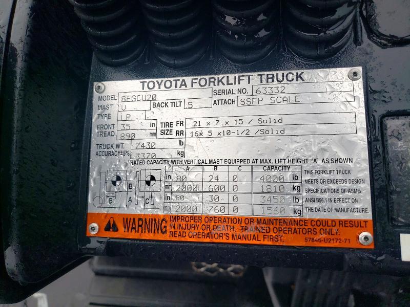 2014 Toyota 8FGCU20 Forklift