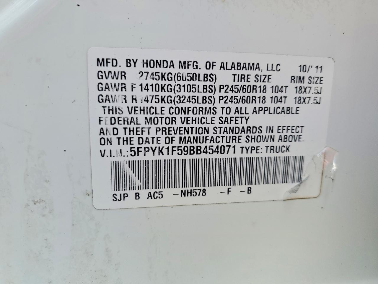 2011 Honda Ridgeline RTL