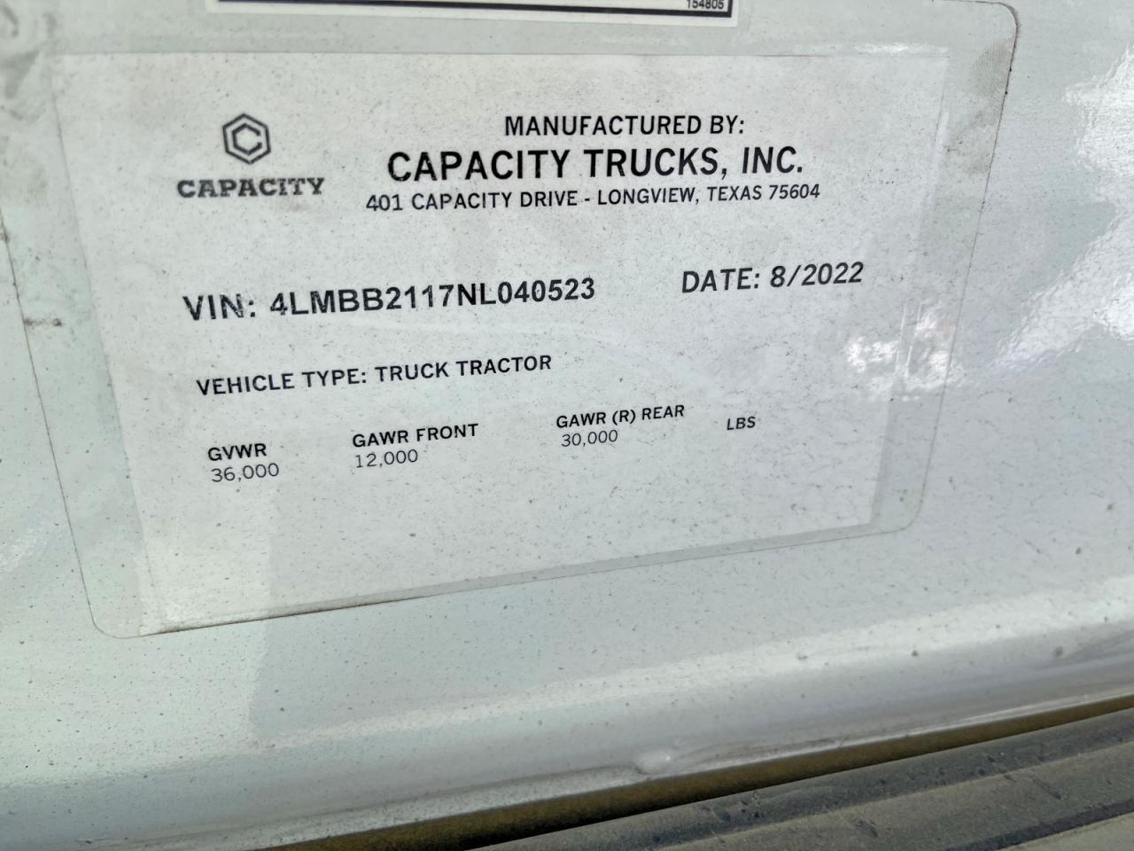 2022 Capacity Of Texas 2022 Capacity TJ5000 Yard Truck