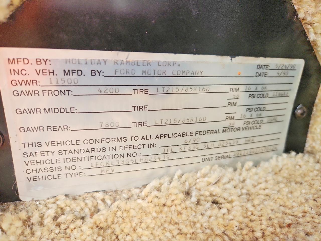 1990 Ford 1990 Holiday Ramber Aluma Lite RV