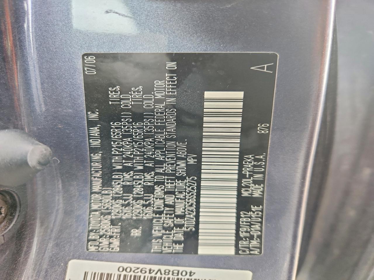 2006 Toyota Sienna ce 8 Passenger