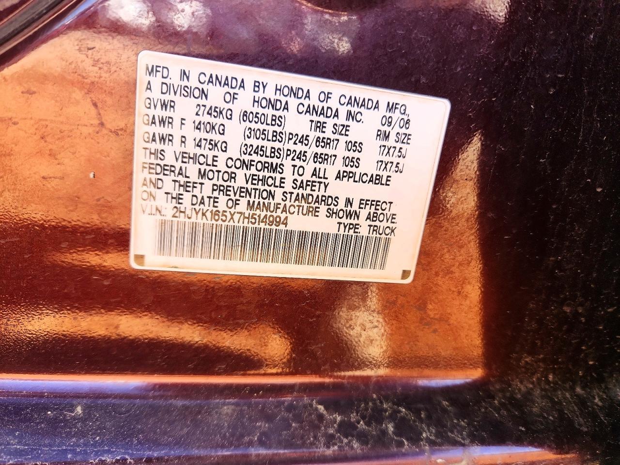 2007 Honda Ridgeline RTL