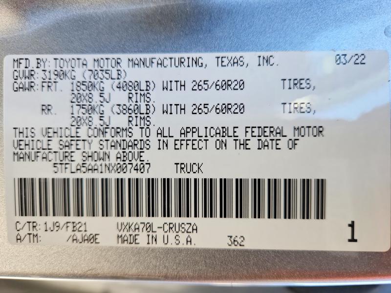 2022 Toyota Tundra SR5