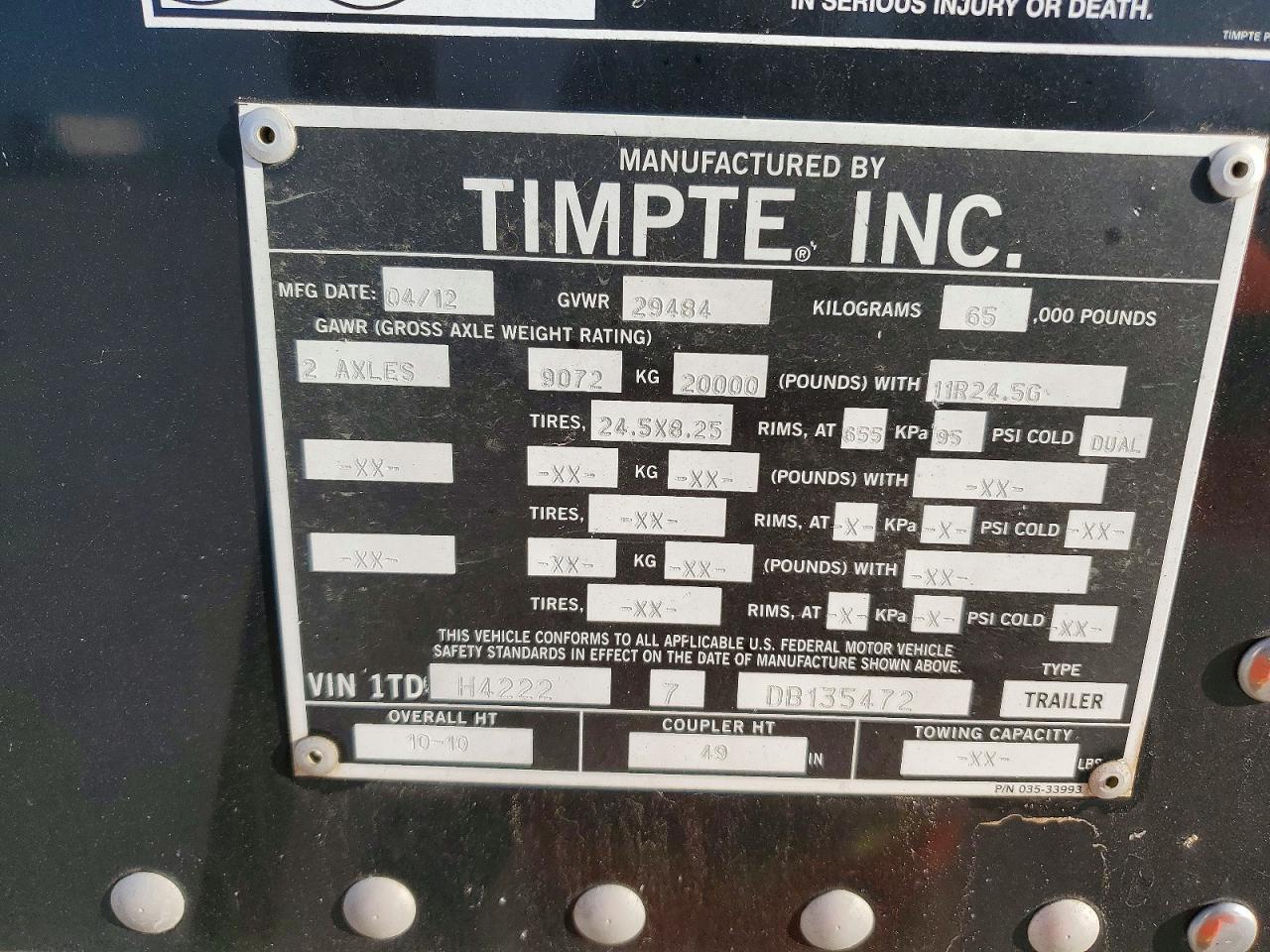 2013 Unknown 2013 Timpe Grain Trailer