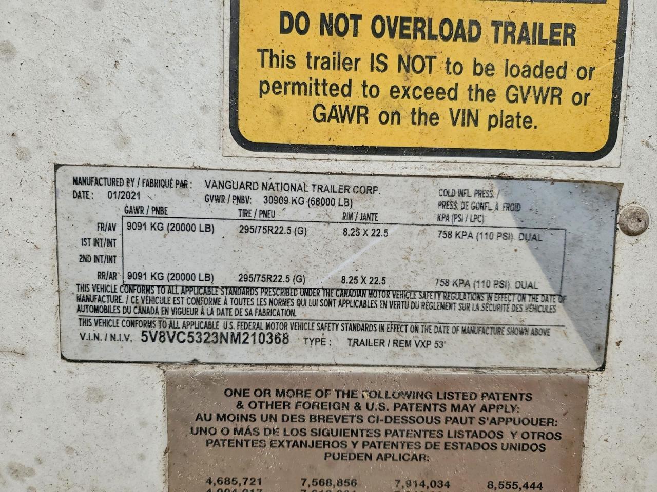 2022 Vanguard Trailer 2022 Vanguard National DRY Van Trailer