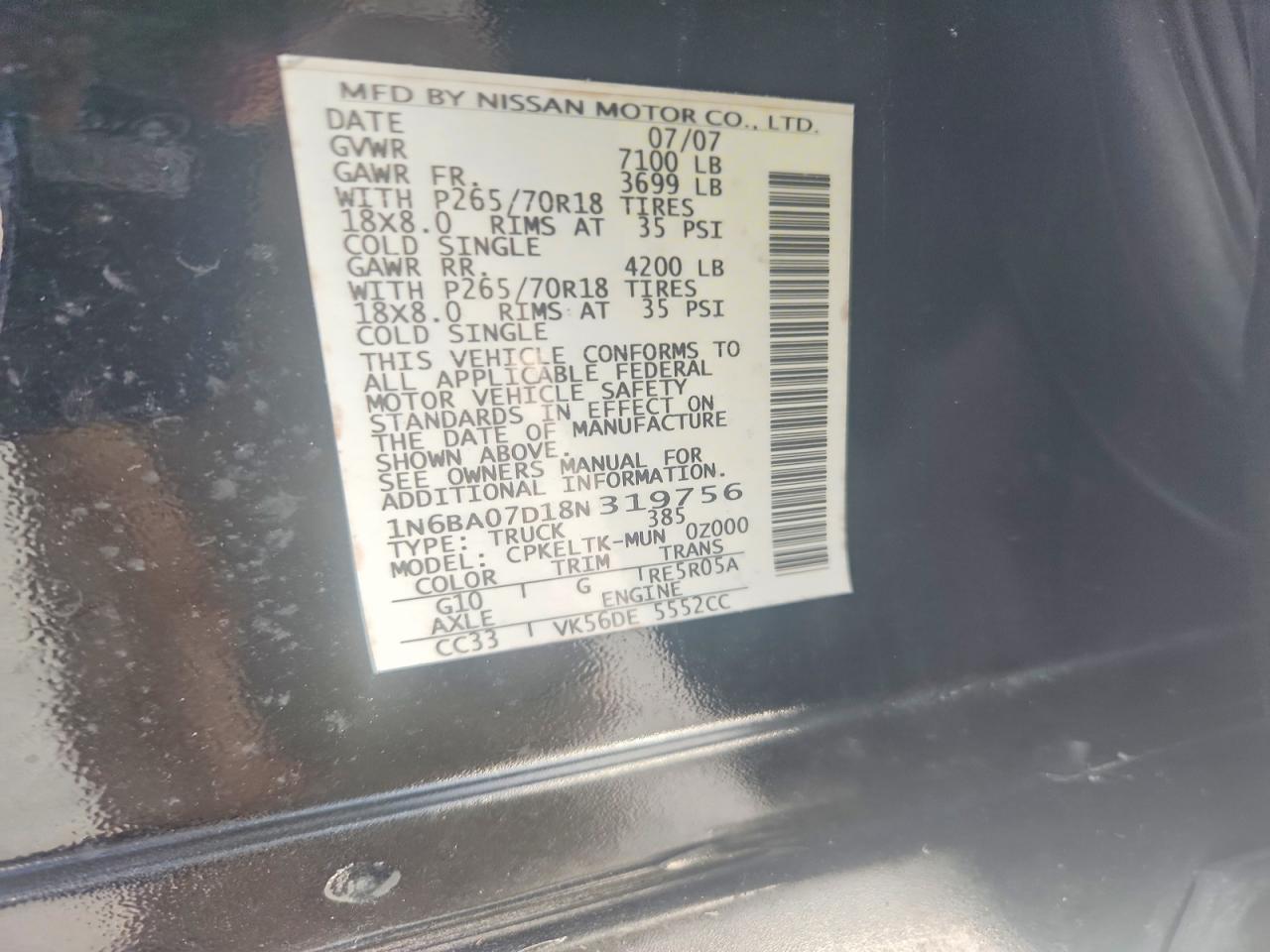 2008 Nissan Titan XE FFV