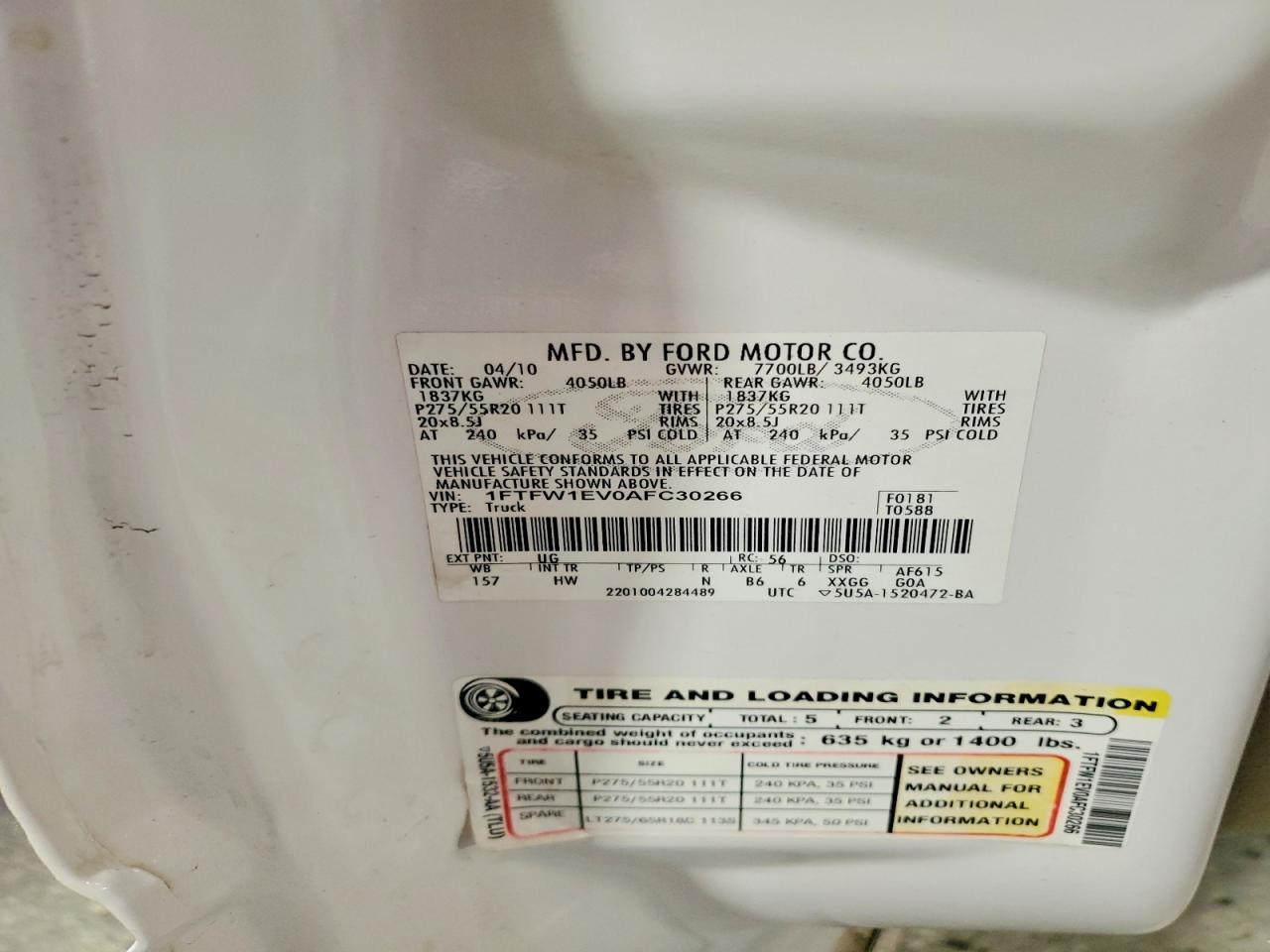 2010 Ford F150 Supercrew