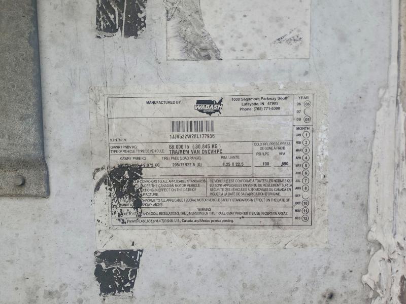 2008 Wabash Dvcvhpc DRY Van Trailer