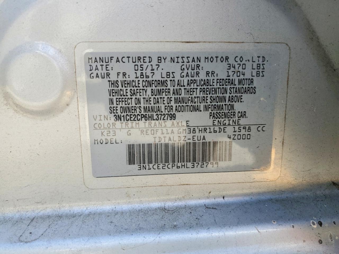 2017 Nissan Versa Note sv
