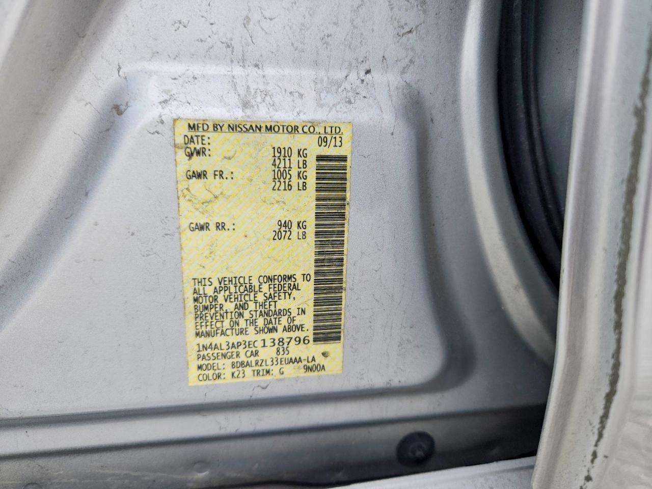 2014 Niss Altima 2.5 s