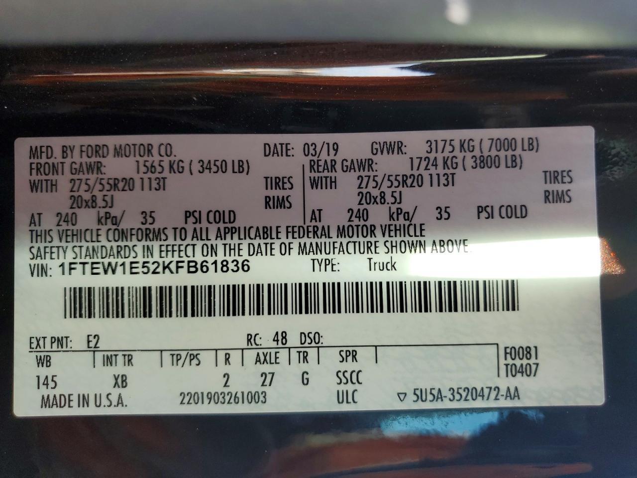 2019 Ford F150 Supercrew