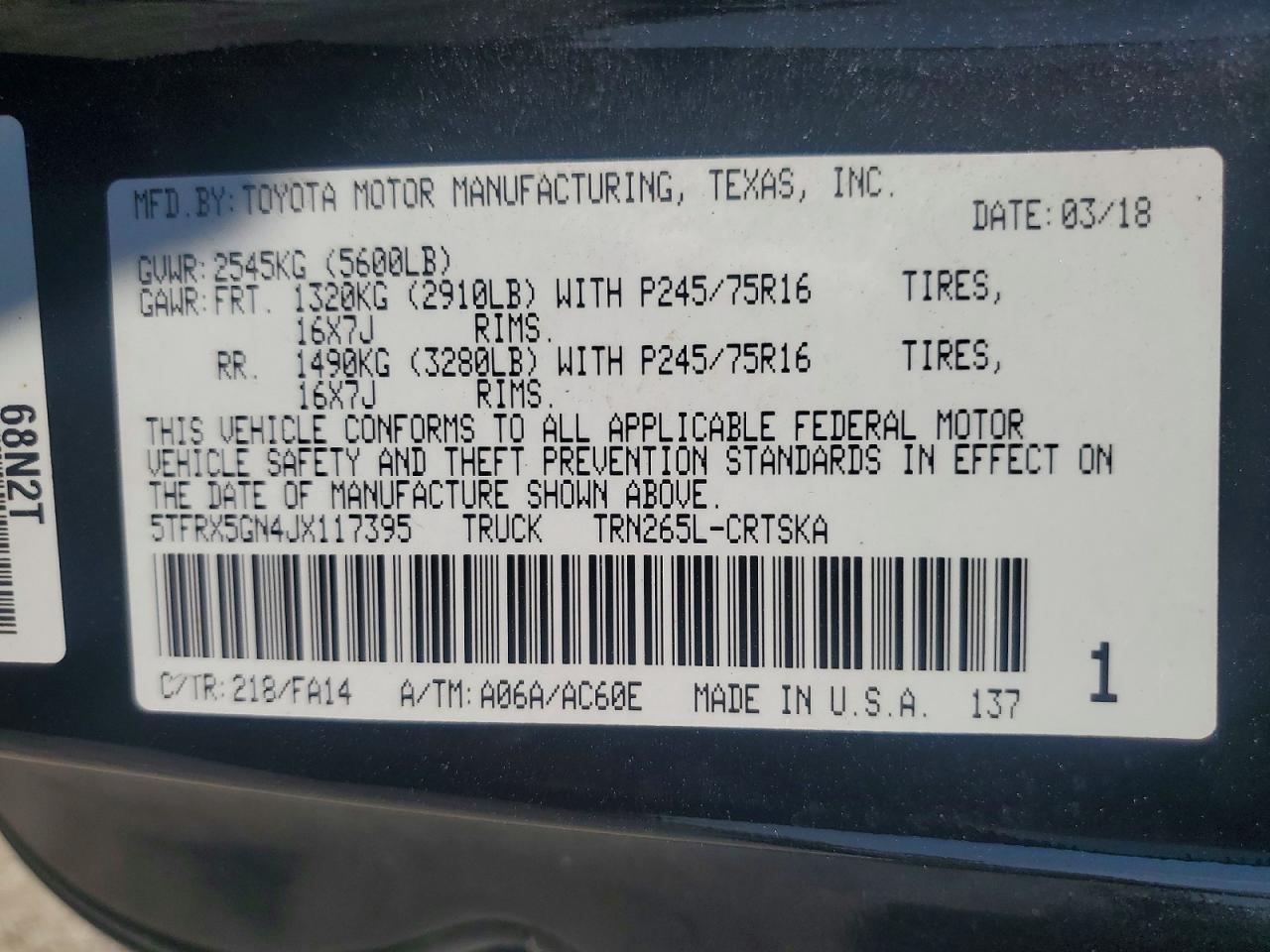 2018 Toyota Tacoma SR