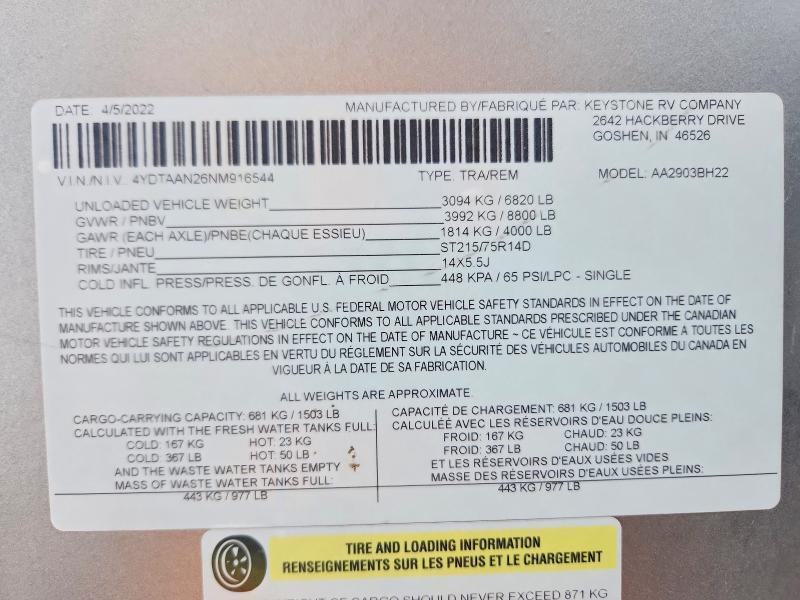 2022 Astoria 2022 Keystone Astoria Camper