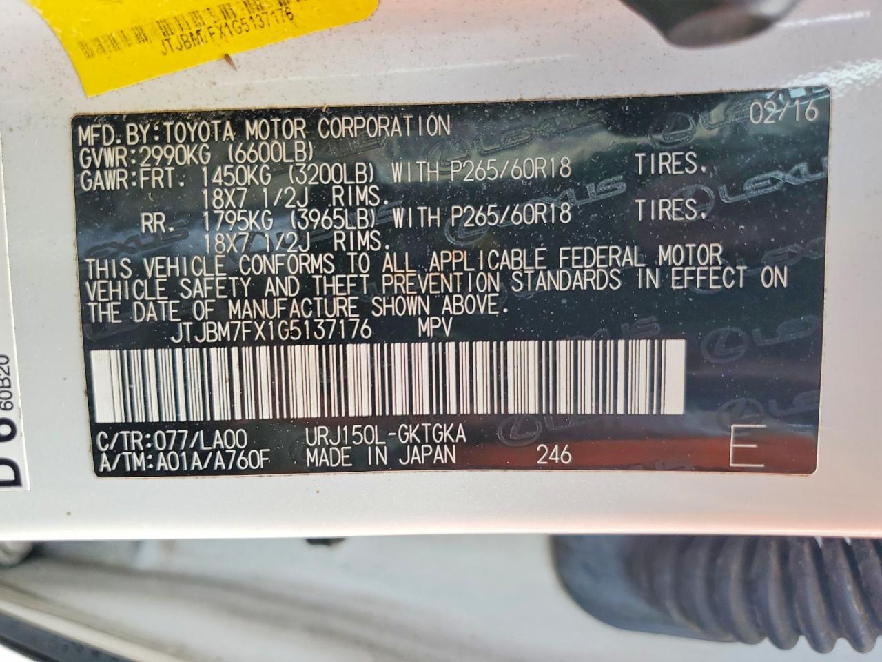 2016 Lexus Gx 460 Base